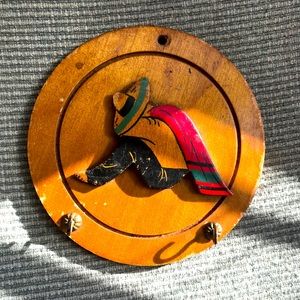 Vintage wooden sleeping Mexican key hook